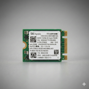 Top view of SK hynix BC501 256GB M.2 2230 NVMe SSD showing model label HFM256GDGTNG.